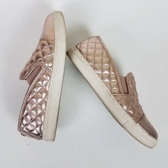 Steve Madden Zaander Pink Rose Gold Shiny Faux Leather Slip On Loafers - Picture 14 of 16